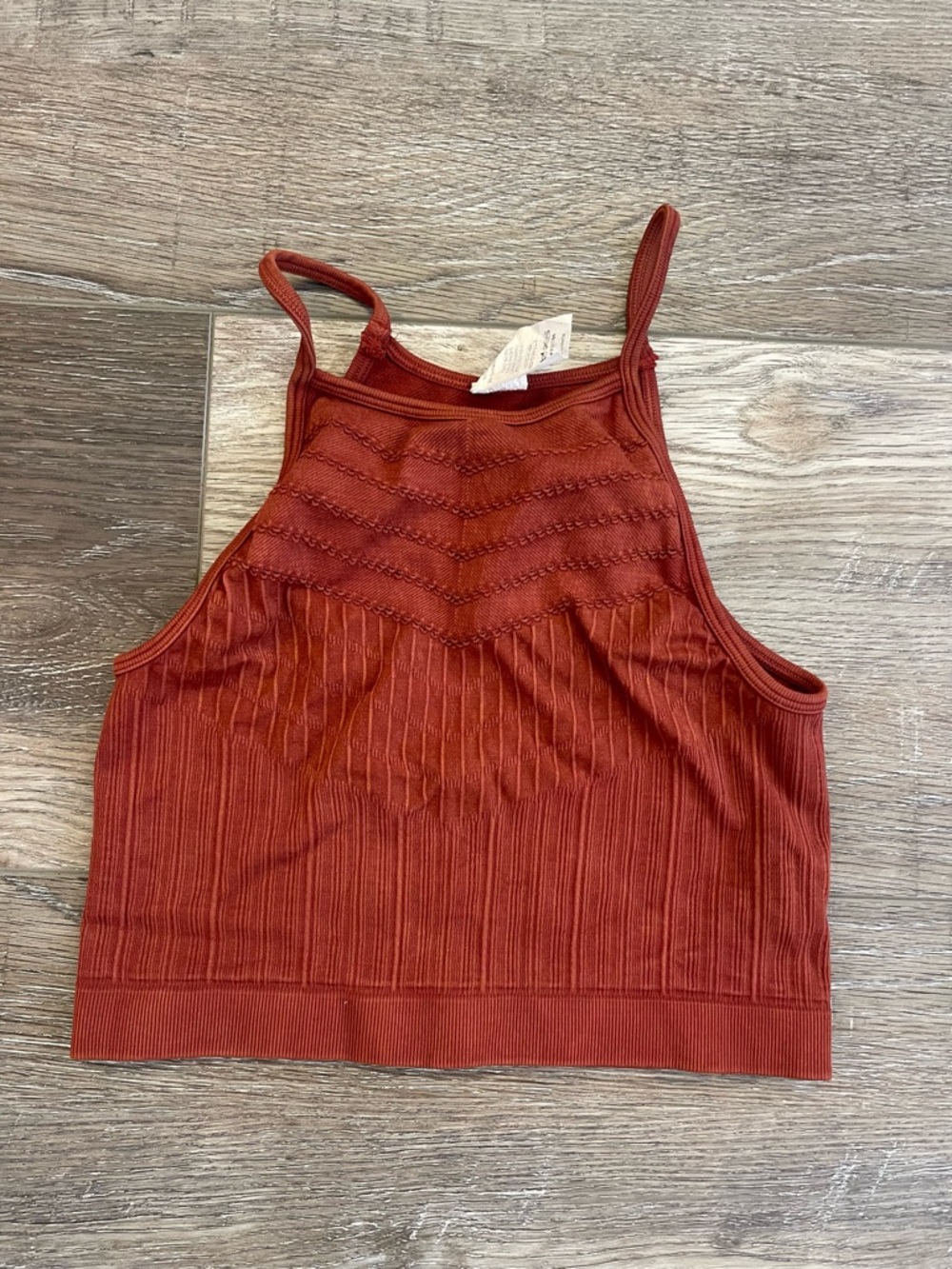 Stronger Seamless Ribbed Cropped Sports Bra - Rust worn once OS